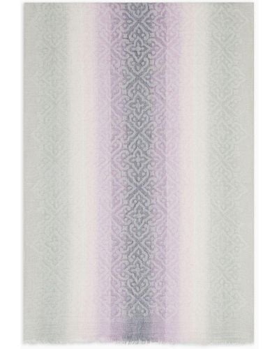 Emporio Armani Silk-blend Stole With Gradient Jacquard Majolica Motif - Grey