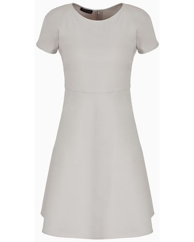 Emporio Armani Flared Cotton Dress With Full Skirt - Gray