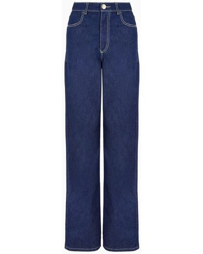 Emporio Armani J4b Mid-rise Straight-leg, Rinsed-denim Jeans - Blue