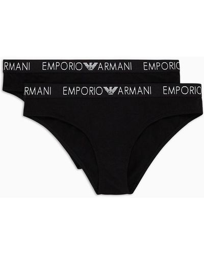 Emporio Armani Paquete Con Dos Braguitas Slip Con Logotipo Iconic - Negro