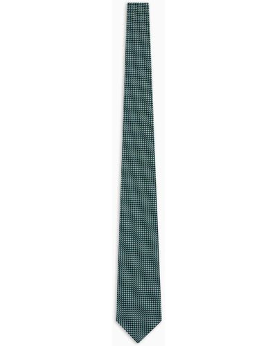 Emporio Armani Pure Silk Tie With Two-tone Jacquard Micro-pattern - Green