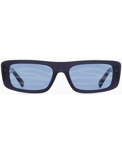 Emporio Armani Unisex-sonnenbrille Mit Rechteckiger Fassung - Blau