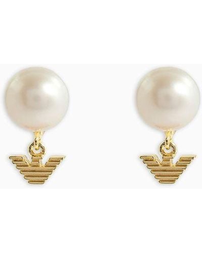 Emporio Armani White Pearl Stud Earrings