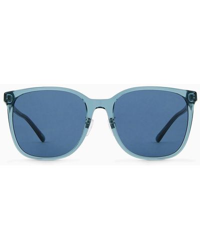 Emporio Armani Men's Pillow-shaped Glasses Asian Fit - Blue