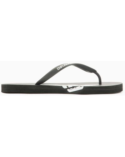 Emporio Armani Chanclas De Goma Con Logotipo - Blanco