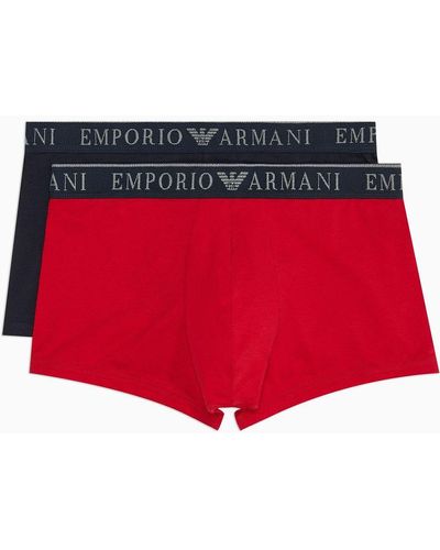 Emporio Armani Paquete De Dos Calzoncillos Bóxer Con Logotipo Endurance - Rojo