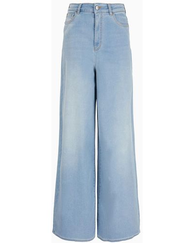 Emporio Armani J1c Medium-high Rise, Wide-leg Jeans In A Worn-look Denim - Blue