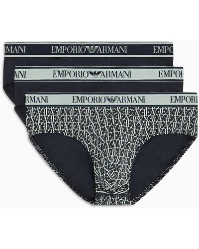 Emporio Armani Three-pack Of Boxer Briefs With Core Logo Waistband - Black