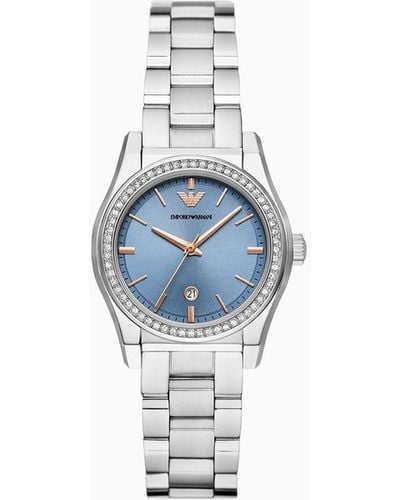 Emporio Armani Three-hand Date Stainless Steel Watch - Blue