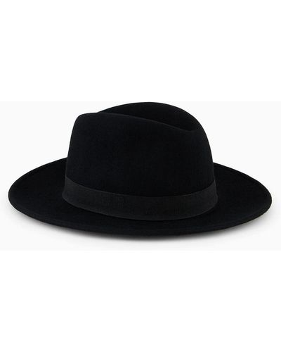 Emporio Armani Felt Fedora Hat - Black