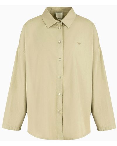 Emporio Armani Sustainability Values Capsule Collection Garment-dyed Organic Poplin Shirt - Natural