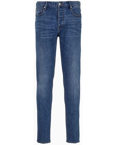 Emporio Armani J75 Slim-fit, Washed Stretch-denim Jeans - Blue