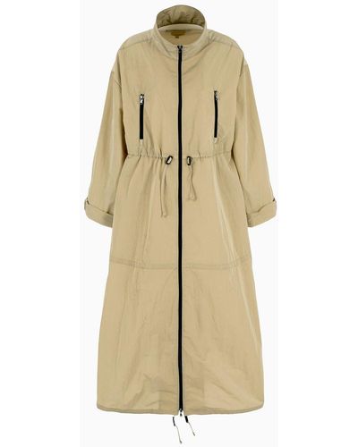 Emporio Armani Sustainability Values Capsule Collection Recycled Crinkle Nylon Full-zip Trench Coat - Natural