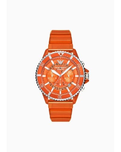 Emporio Armani Chronograph Orange Polyurethane Watch