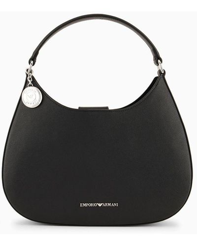 Emporio Armani Sac Hobo Ari Sustainability Values En Cuir Recyclé Micro-grainé - Noir