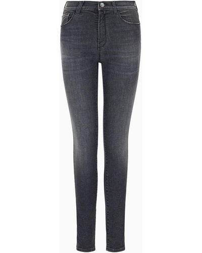 Emporio Armani J20 High-waisted Super-skinny Jeans In A Worn-look Denim - Blue