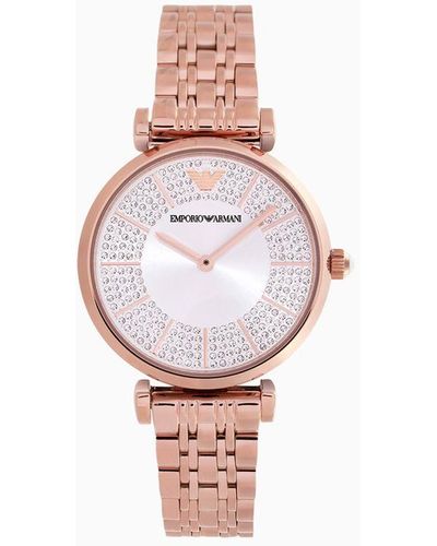 Emporio Armani Two-hand Rose Gold-tone Stainless Steel Watch - Black