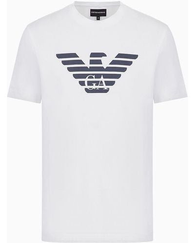 Emporio Armani Pima-jersey T-shirt With Logo Print - White
