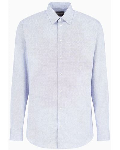 Emporio Armani Camicia In Cotone Armaturato - Bianco