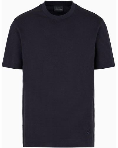 Emporio Armani 3d-effect Asv Embossed Jacquard Jersey T-shirt - Blue