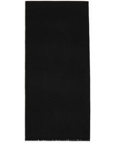 Emporio Armani Wool Scarf With Jacquard Logo Lettering - Black