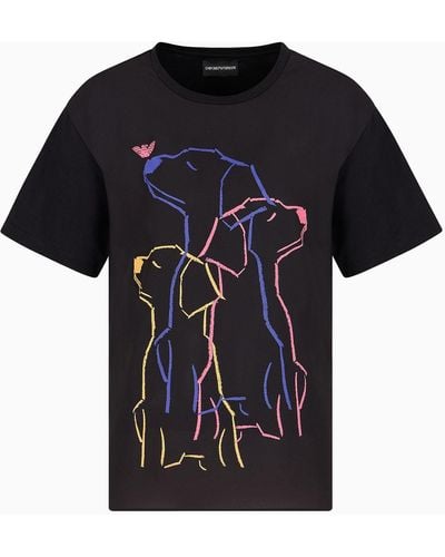Emporio Armani T-shirt Coupe Surdimensionnée Asv En Jersey Biologique - Noir
