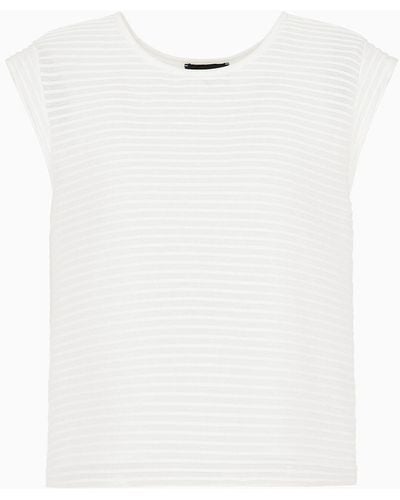 Emporio Armani Short-sleeved Ottoman-effect Jersey Top - White