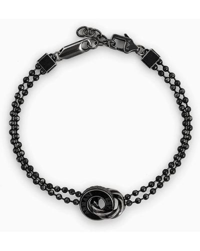 Emporio Armani Stainless Steel In Blacken Finishing Chain Bracelet - Metallic