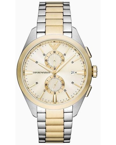 Emporio Armani Chronograph Two-tone Stainless Steel Watch - White