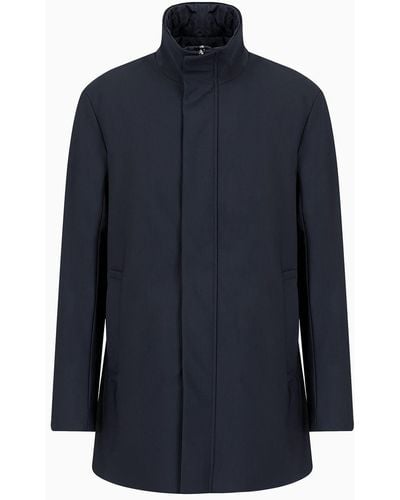 Emporio Armani Nylon Trench Coat With Removable Gilet - Blue