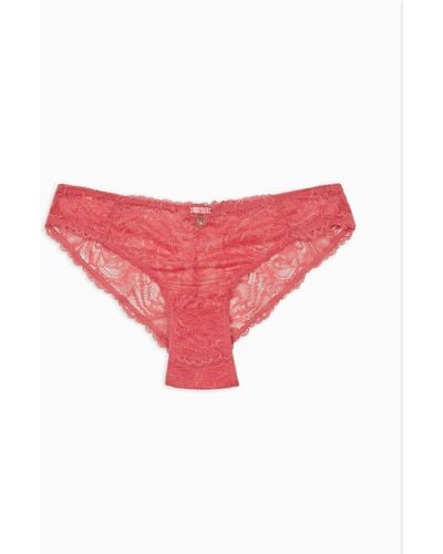 Emporio Armani Asv Eternal Lace Recycled Lace Briefs - Red