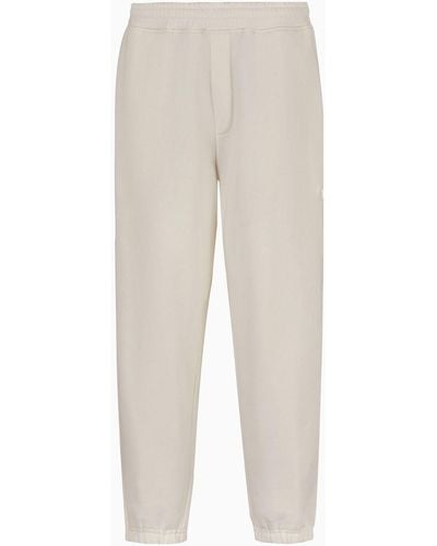 Emporio Armani Cashmere Blend Cotton-jersey Fleece Joggers - White
