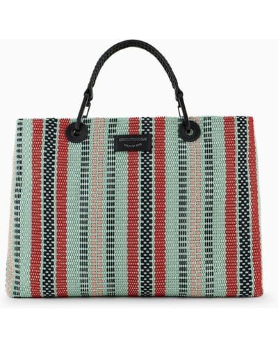 Emporio Armani Myea Medium Basketweave Shopper Bag - Multicolor