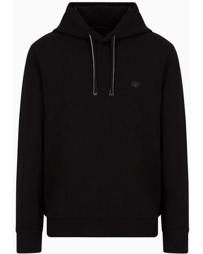 Emporio Armani Hooded Sweatshirt With Micro Logo Patch - Black