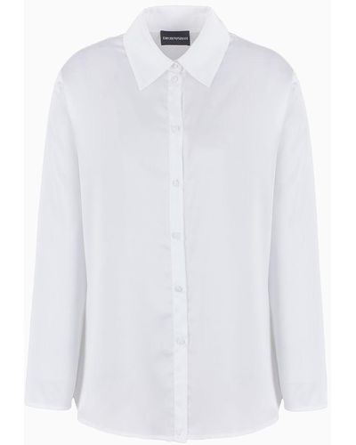 Emporio Armani Satin Crêpe Shirt With Back Button Detail - White