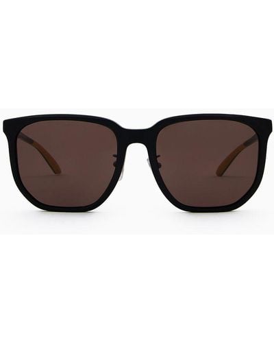 Emporio Armani Rechteckige Sonnenbrille Asian Fit - Weiß