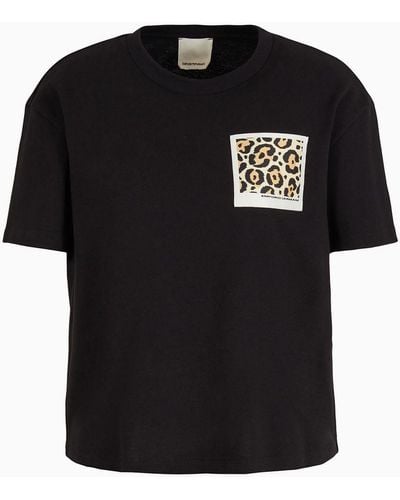 Emporio Armani Sustainability Values Capsule Collection Organic American Jersey T-shirt With Patch - Black