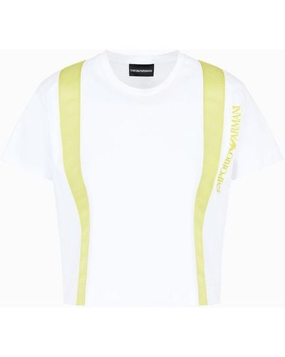 Emporio Armani Mercerised-cotton T-shirt With Grosgrain Ribbons - White