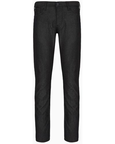 Emporio Armani Pantalones J06 Slim Fit De Mezcla De Algodón Estructurado - Negro