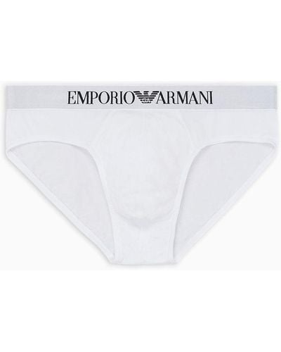 Emporio Armani Briefs With Logo Band - White