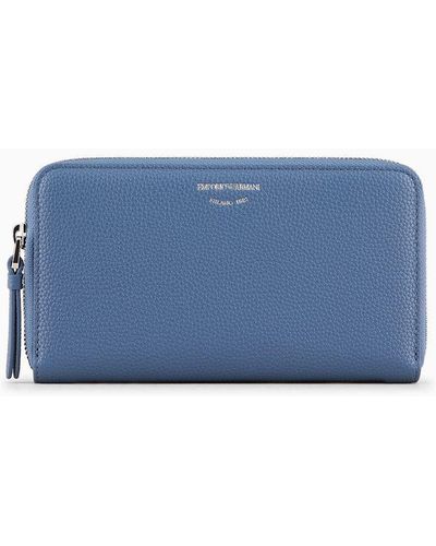 Emporio Armani Portefeuille Entièrement Zippé Myea À Imprimé Cerf - Bleu