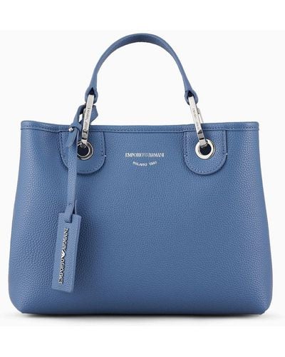 Emporio Armani Small Myea Shopper Bag With Deer Print - Blue