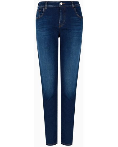 Emporio Armani J36 Mid-rise Straight-leg Jeans In A Worn-look Lyocell-blend Stretch Denim - Blue
