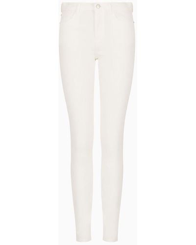 Emporio Armani J20 High-waist Super-skinny Jeans In A Worn-look Denim - White