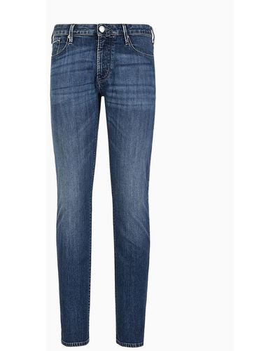 Emporio Armani J06 Slim-fit, Twill-melange Jeans In 10 Oz Comfort Denim - Blue
