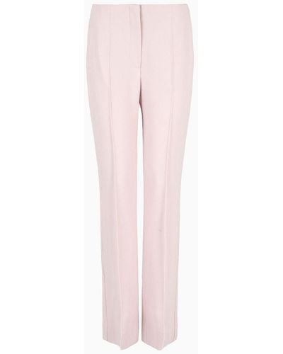 Emporio Armani Cady Crêpe Ribbed Trousers - Pink
