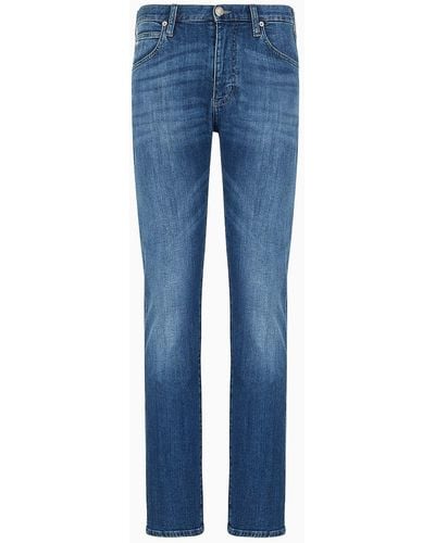 Emporio Armani J45 Regular-fit Jeans In Melange Twill 10 Oz Comfort Denim - Blue