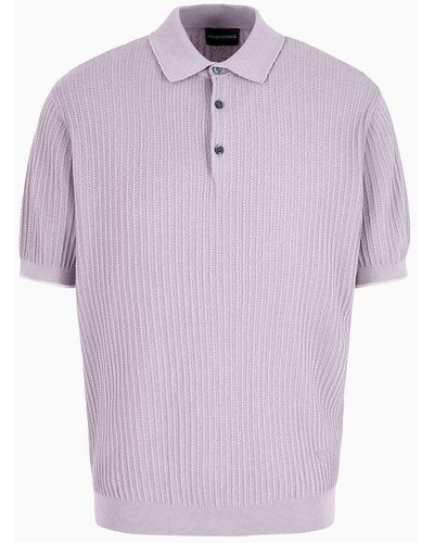 Emporio Armani Patterned-knit Polo Shirt - Purple