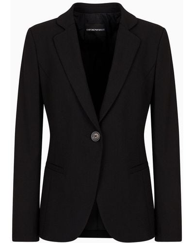 Emporio Armani Barathea-wool Single-breasted Jacket - Black