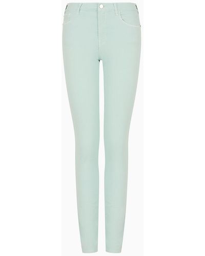 Emporio Armani J20 High-waist Super-skinny Jeans In A Worn-look Denim - Green